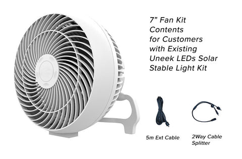 7" Portable Solar Powered Fan with Battery Backup and USB Port