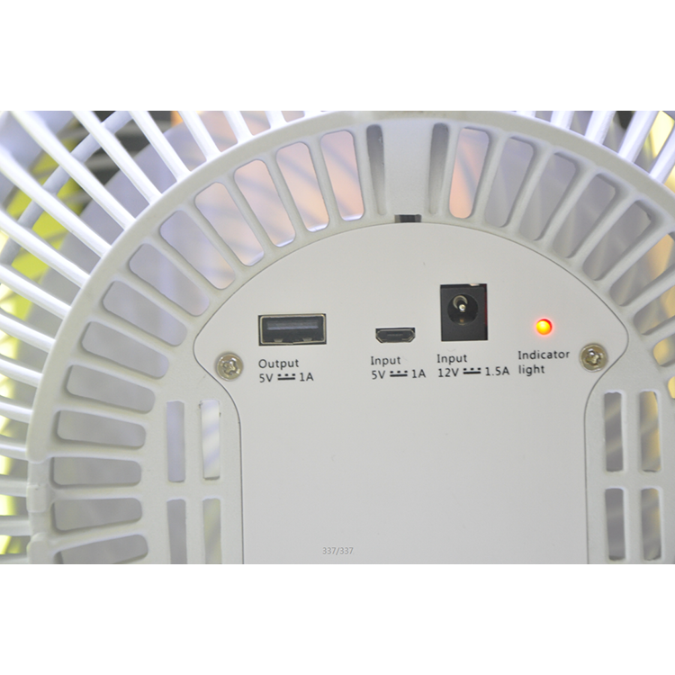 7" Portable Solar Powered Fan with Battery Backup and USB Port