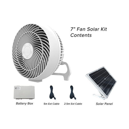 7" Portable Solar Powered Fan with Battery Backup and USB Port