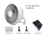 7" Portable Solar Powered Fan with Battery Backup and USB Port