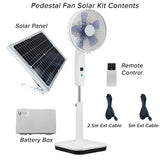 16" Pedestal Solar Powered Fan with Battery Backup and Remote Control Operation